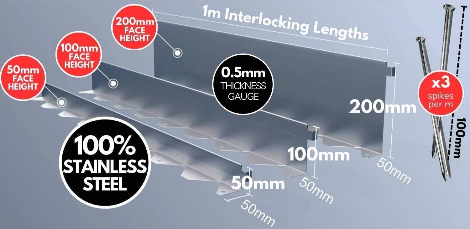 Stainless Steel Garden Edge: 50mm Face Height (per m): image 3