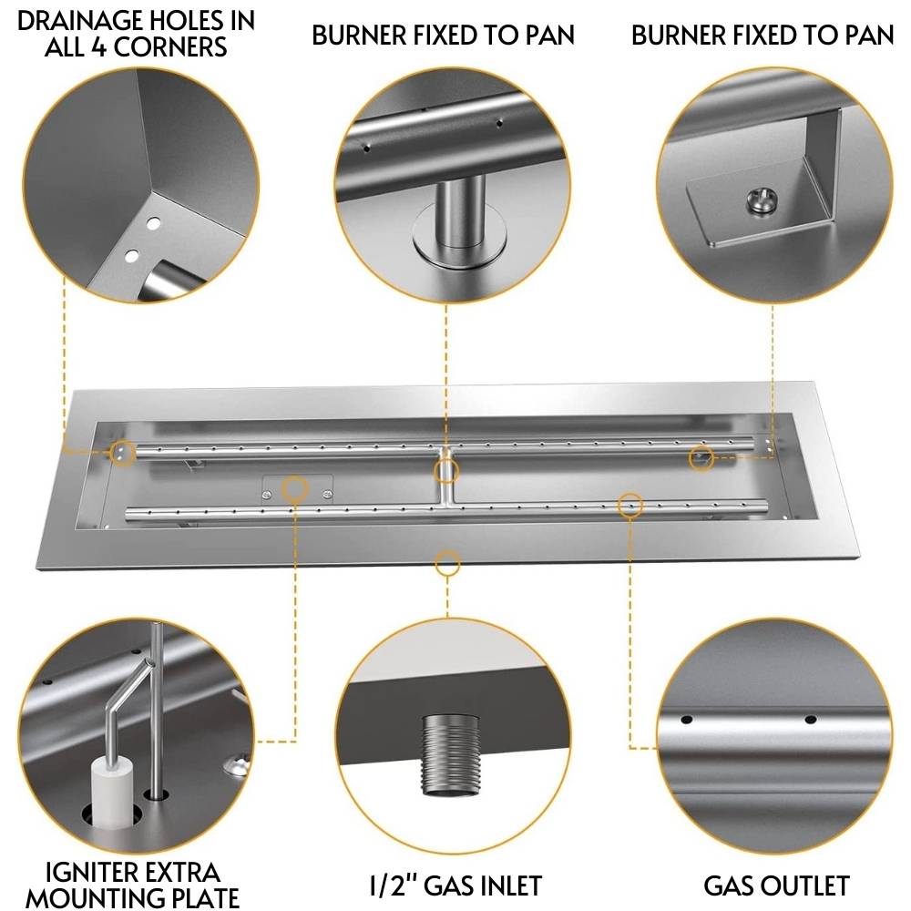 Fire Pit Burner Pan Kit: 82.5cm x 31.7cm Pan: image 6